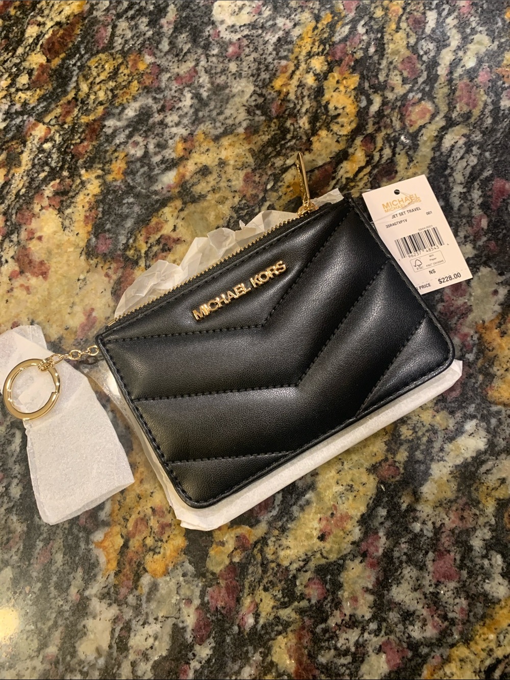 Michael Kors Black Quilted Leather Card Holder